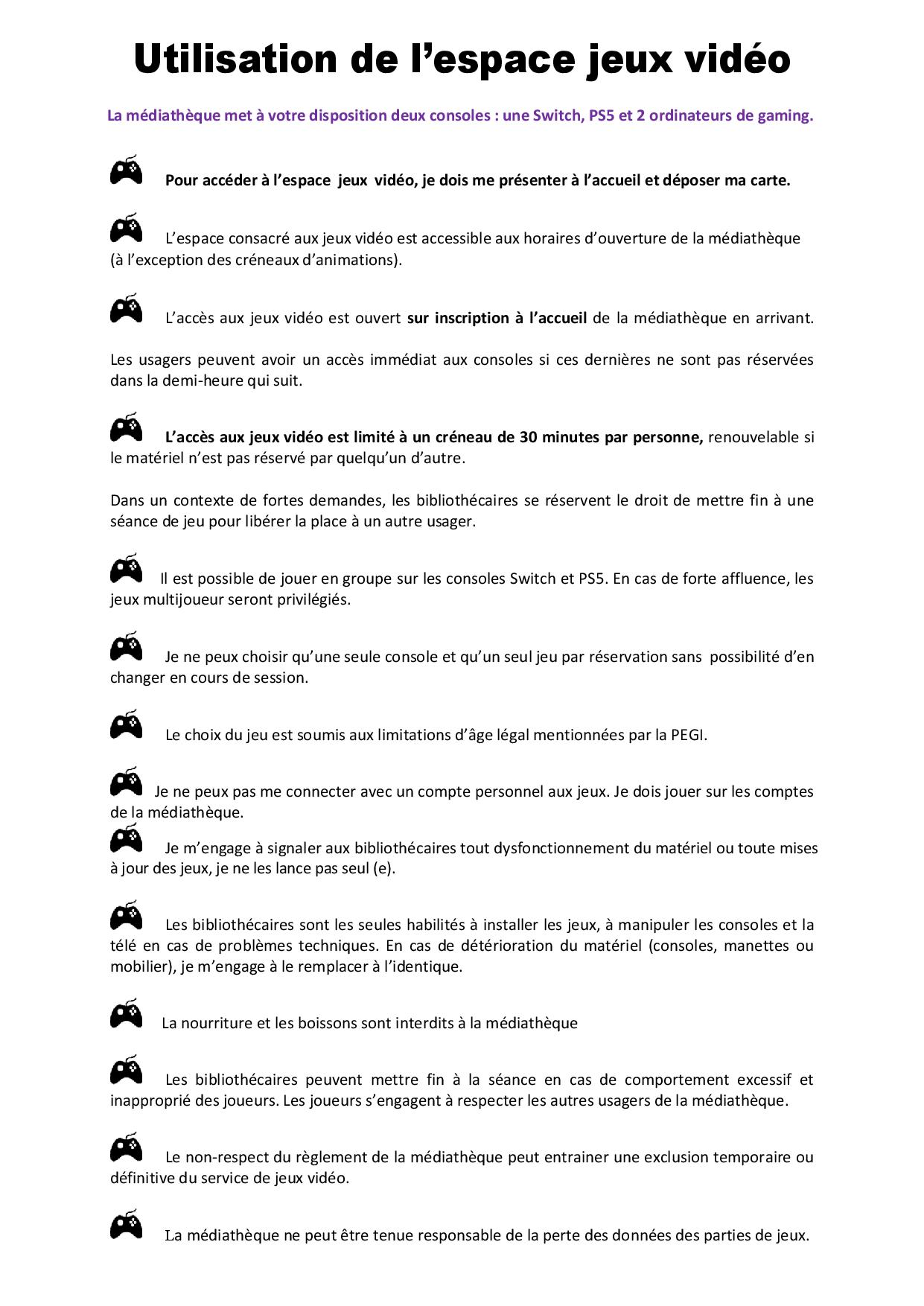 Utilisation de l espace jeuxvidéo page 001